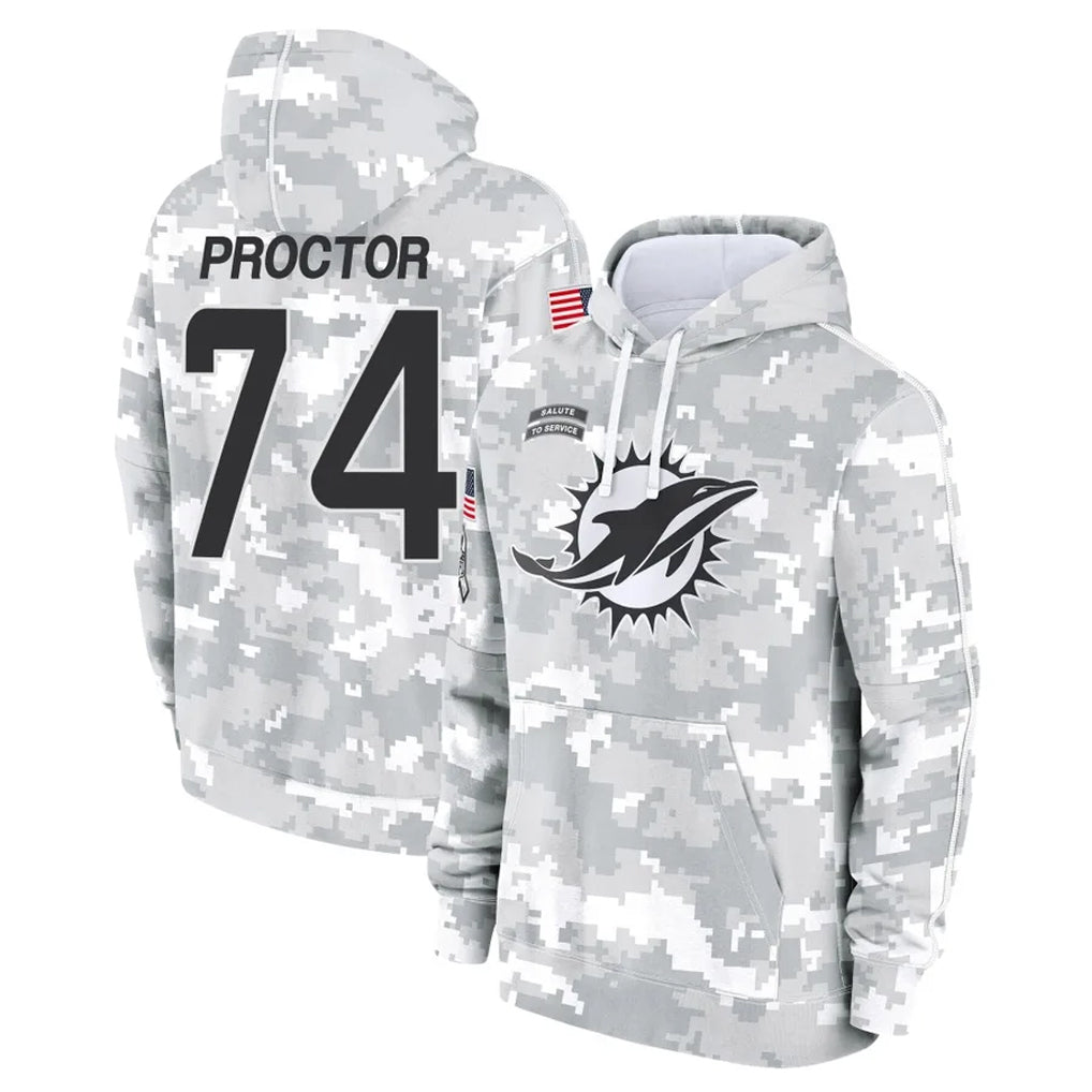 Punc M.Dolphins #74 Kadyn Proctor Player Arctic Camo Salute to Service Hoodies Limited Game Stitched Jerseys
