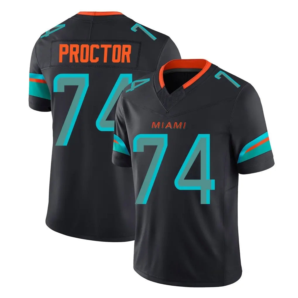 Punc M.Dolphins #74 Kadyn Proctor Player Black Limited Pitch Rivalries Collection Home Game Stitched Jerseys