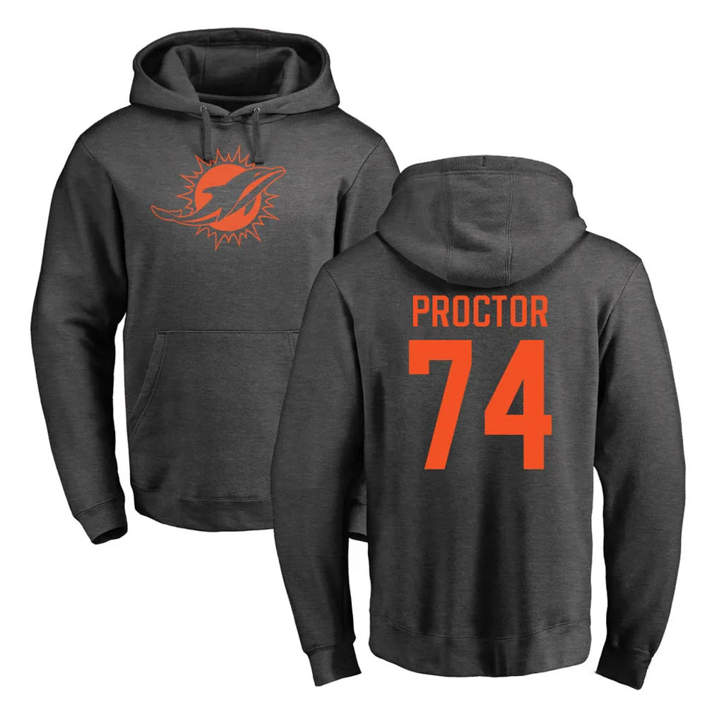Punc M.Dolphins #74 Kadyn Proctor Player Darkgray Pullover Hoodies Limited Stitched Jerseys