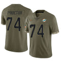 Punc M.Dolphins #74 Kadyn Proctor Player Olive Salute To Service Limited Stitched Jerseys