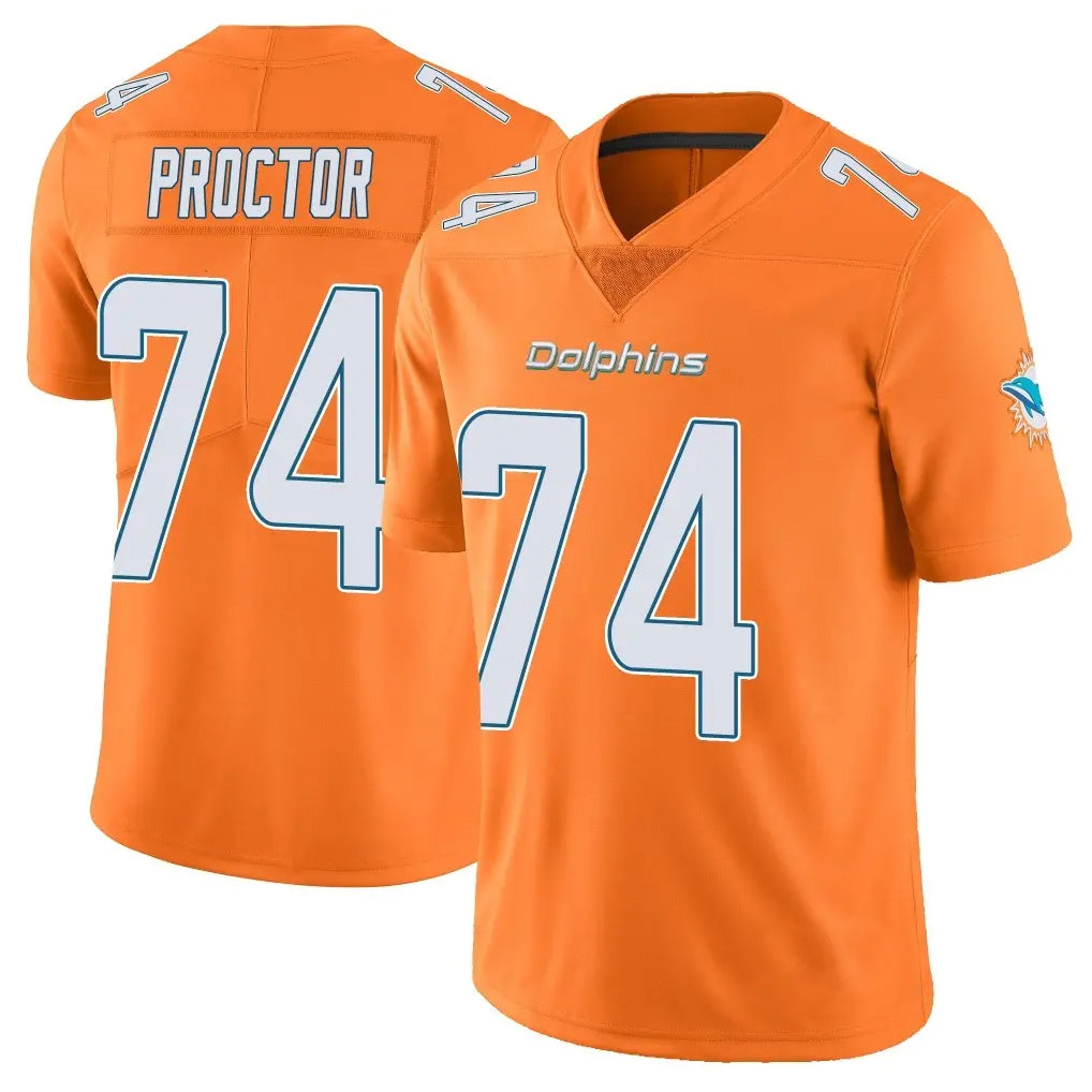 Punc M.Dolphins #74 Kadyn Proctor Player Orange Limited Home Game Stitched Jerseys