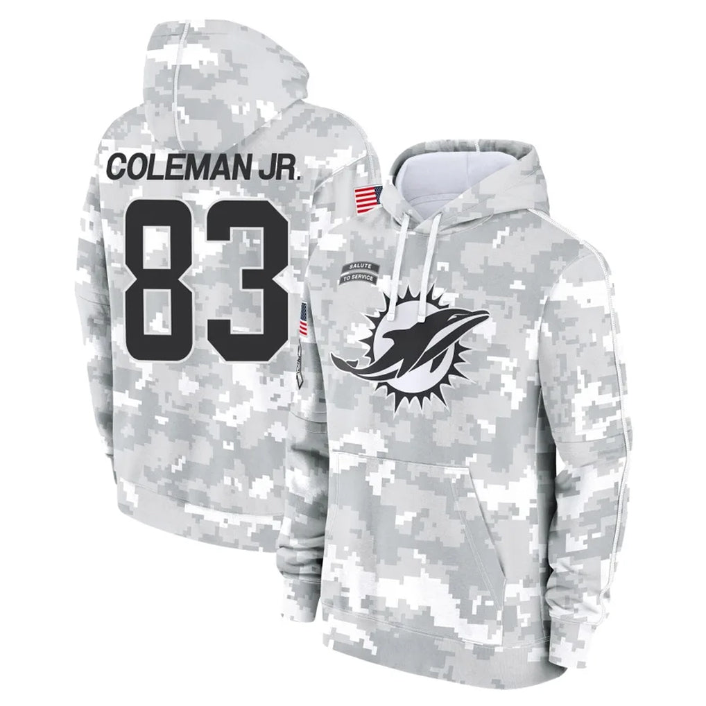 Punc M.Dolphins #83 Kevin Coleman Jr. Player Arctic Camo Salute to Service Hoodies Limited Game Stitched Jerseys