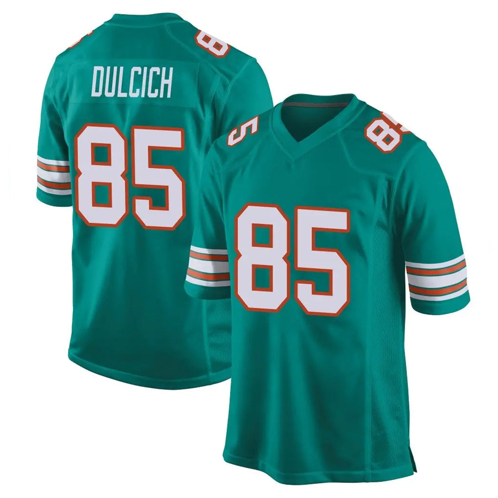 Punc M.Dolphins #85 Greg Dulcich Player Aqua Alternate Home Game Stitched Jerseys