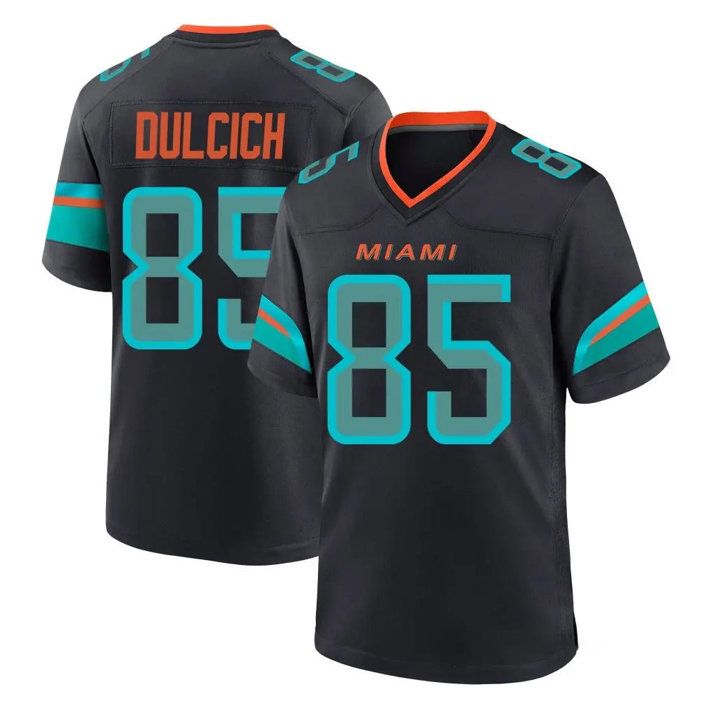 Punc M.Dolphins #85 Greg Dulcich Player Black Pitch Rivalries Collection Home Game Stitched Jerseys