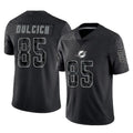 Punc M.Dolphins #85 Greg Dulcich Player Black Reflective Limited Game Stitched Jerseys
