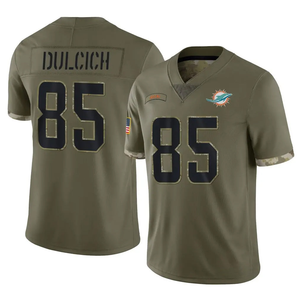 Punc M.Dolphins #85 Greg Dulcich Player Olive Salute To Service Limited Stitched Jerseys