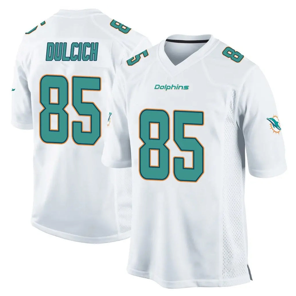 Punc M.Dolphins #85 Greg Dulcich Player White Home Game Stitched Jerseys