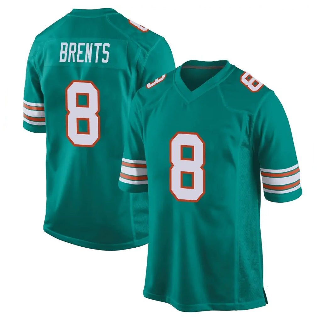 Punc M.Dolphins #8 JuJu Brents Player Aqua Alternate Home Game Stitched Jerseys