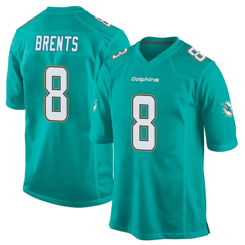 Punc M.Dolphins #8 JuJu Brents Player Aqua Team Color Home Game Stitched Jerseys