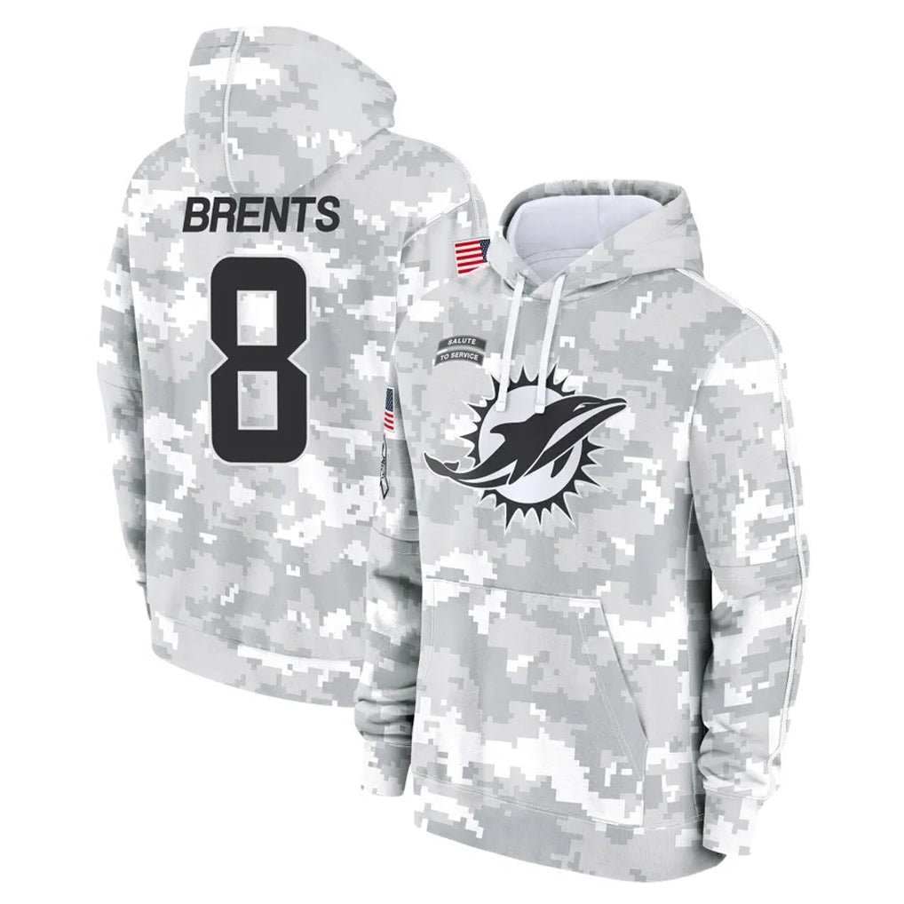 Punc M.Dolphins #8 JuJu Brents Player Arctic Camo Salute to Service Hoodies Limited Game Stitched Jerseys