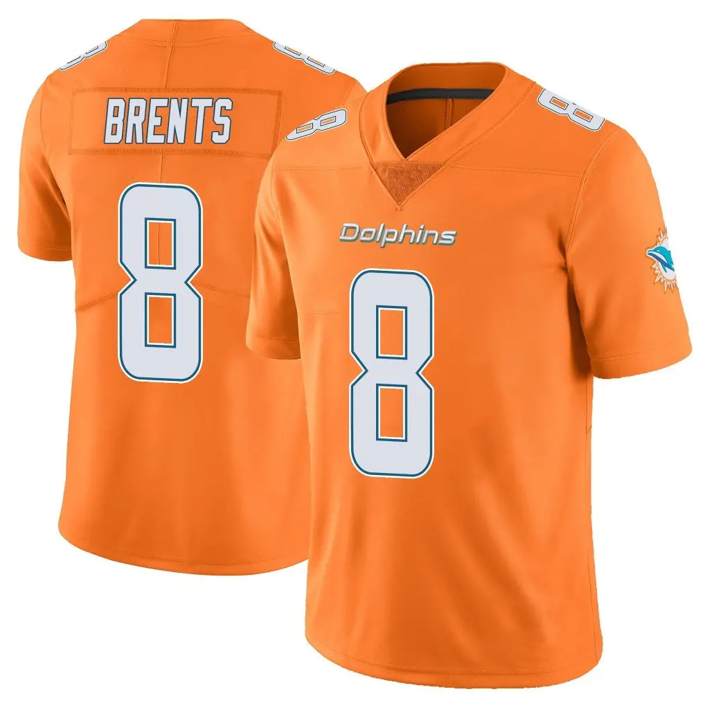 Punc M.Dolphins #8 JuJu Brents Player Orange Limited Home Game Stitched Jerseys