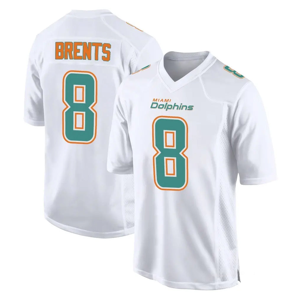 Punc M.Dolphins #8 JuJu Brents Player White Fashion Home Game Stitched Jerseys