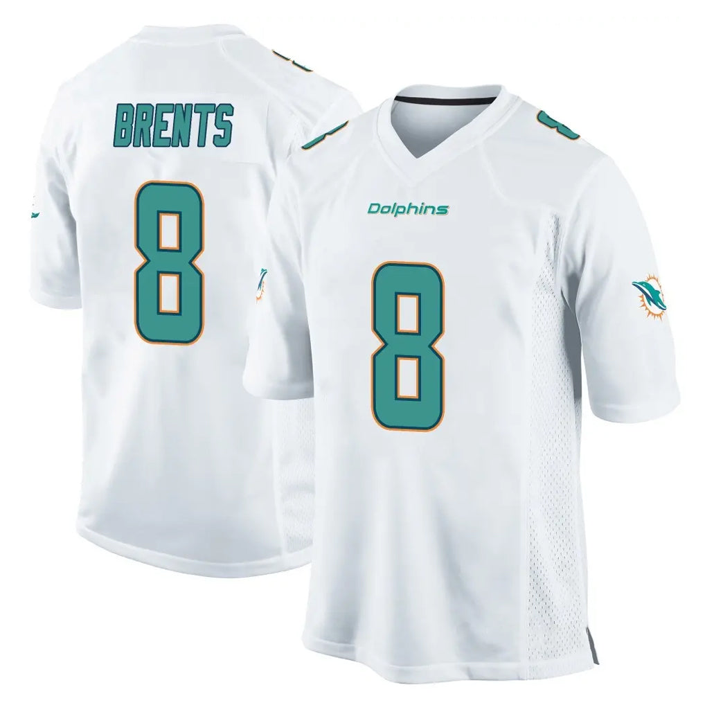 Punc M.Dolphins #8 JuJu Brents Player White Home Game Stitched Jerseys