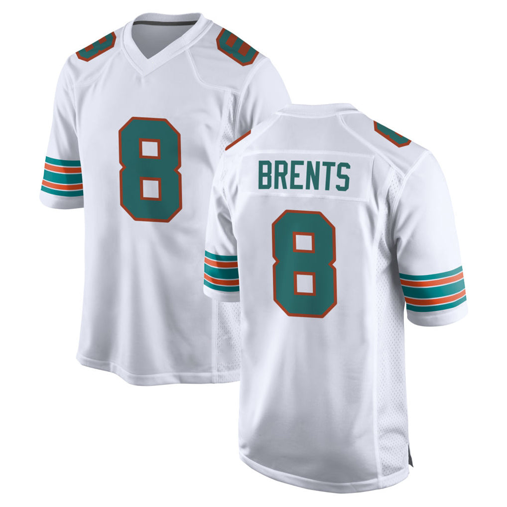 Punc M.Dolphins #8 JuJu Brents Player White Limited Home Game Stitched Jerseys