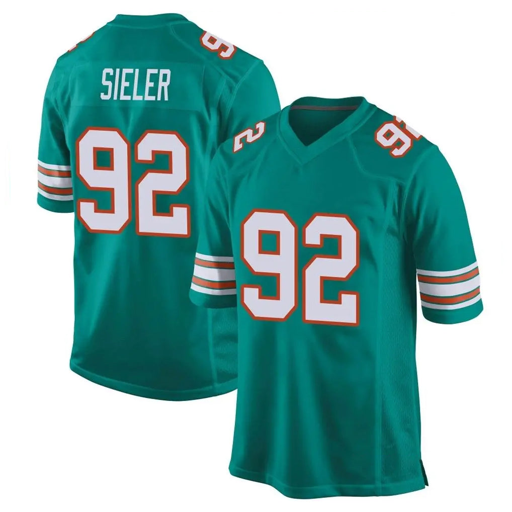 Punc M.Dolphins #92 Zach Sieler Player Aqua Alternate Home Game Stitched Jerseys