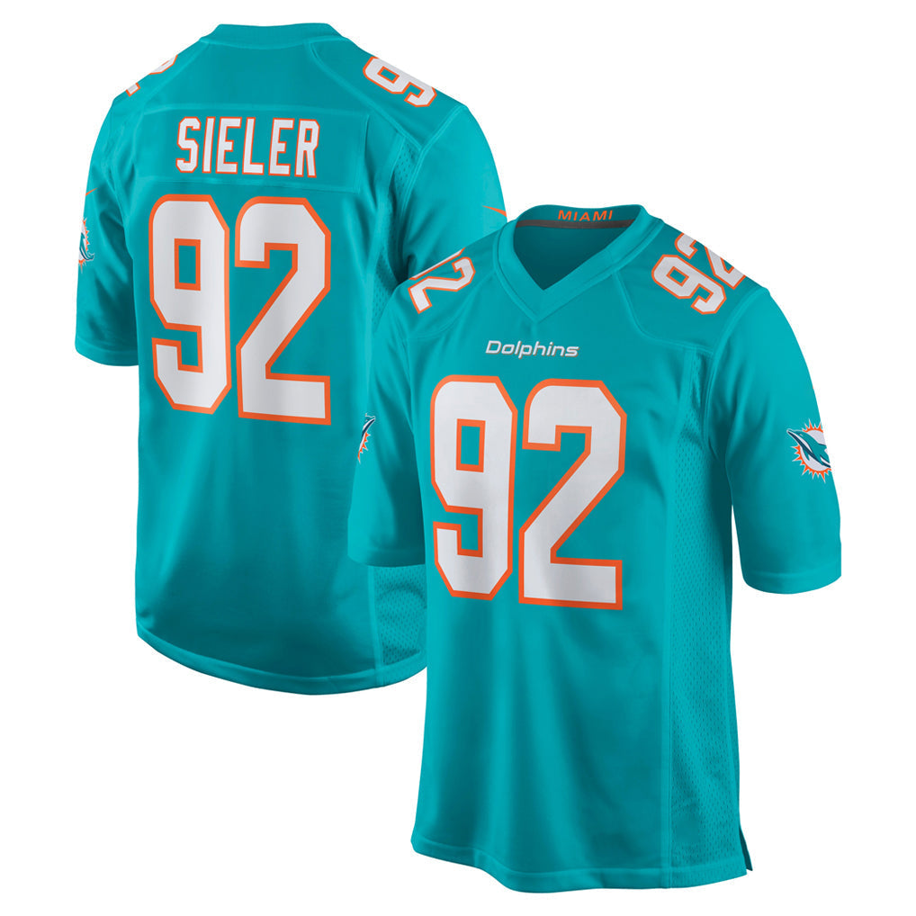 Punc M.Dolphins #92 Zach Sieler Player Aqua Home Game Stitched Jerseys