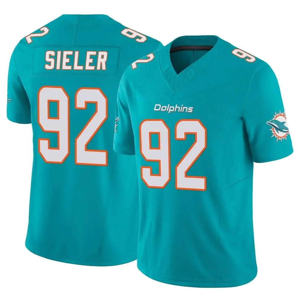 Punc M.Dolphins #92 Zach Sieler Player Aqua Limited Vapor F.U.S.E. Home Game Stitched Jerseys
