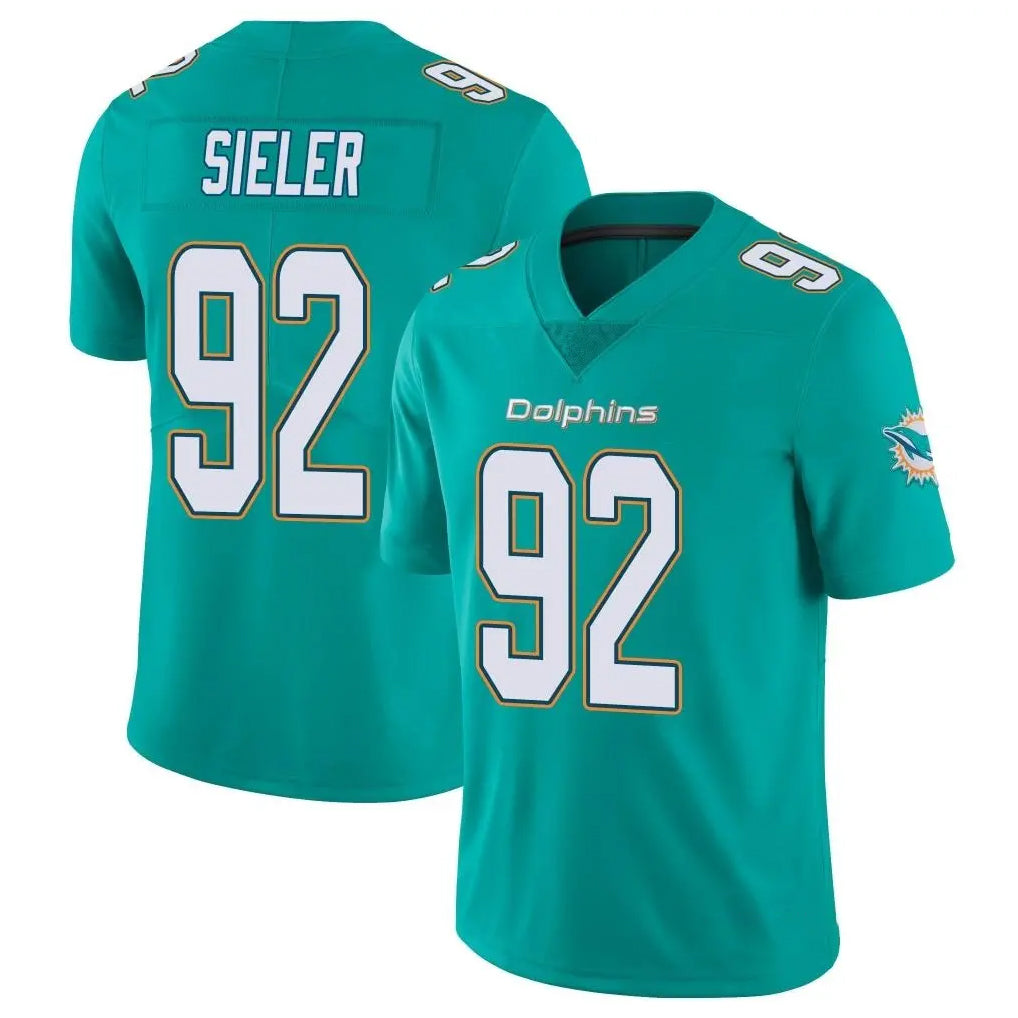 Punc M.Dolphins #92 Zach Sieler Player Aqua Limited Vapor Untouchable Home Game Stitched Jerseys