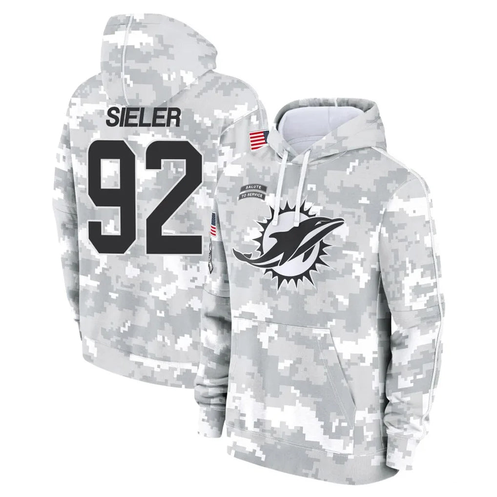 Punc M.Dolphins #92 Zach Sieler Player Arctic Camo Salute to Service Hoodies Limited Game Stitched Jerseys
