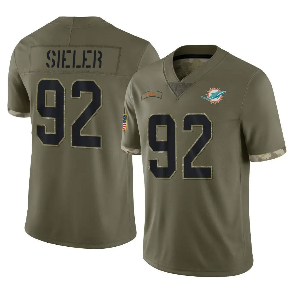 Punc M.Dolphins #92 Zach Sieler Player Olive Salute To Service Limited Stitched Jerseys
