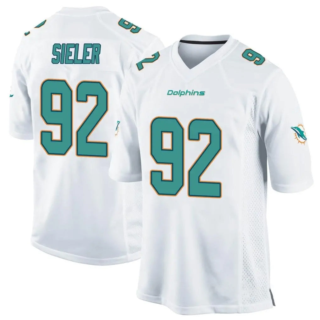 Punc M.Dolphins #92 Zach Sieler Player White Home Game Stitched Jerseys