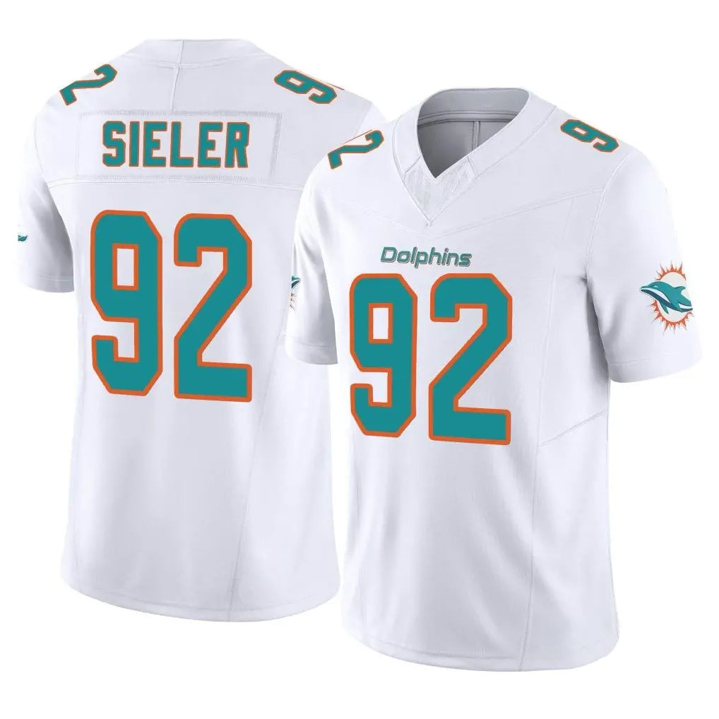Punc M.Dolphins #92 Zach Sieler Player White Limited Vapor F.U.S.E. Home Game Stitched Jerseys