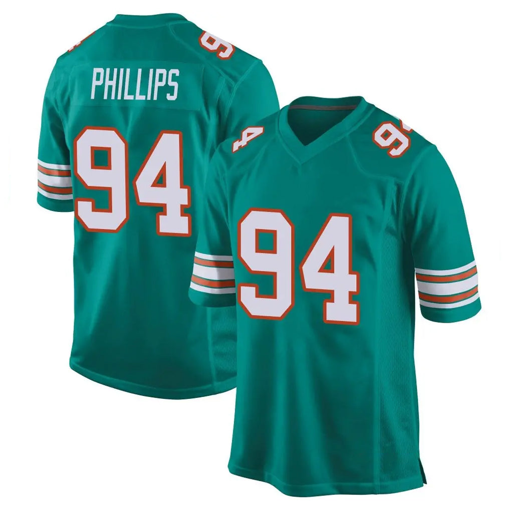 Punc M.Dolphins #94 Jordan Phillips Player Aqua Alternate Home Game Stitched Jerseys