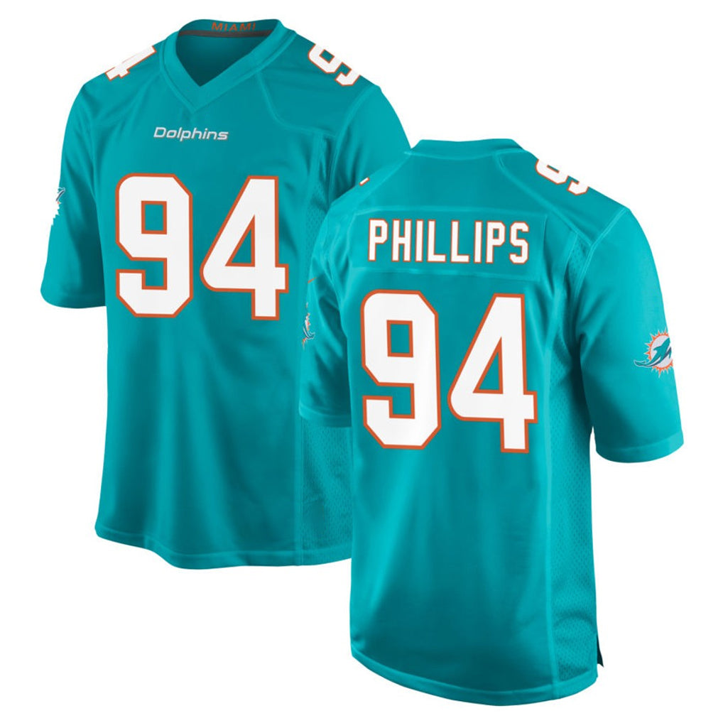 Punc M.Dolphins #94 Jordan Phillips Player Aqua Home Game Stitched Jerseys
