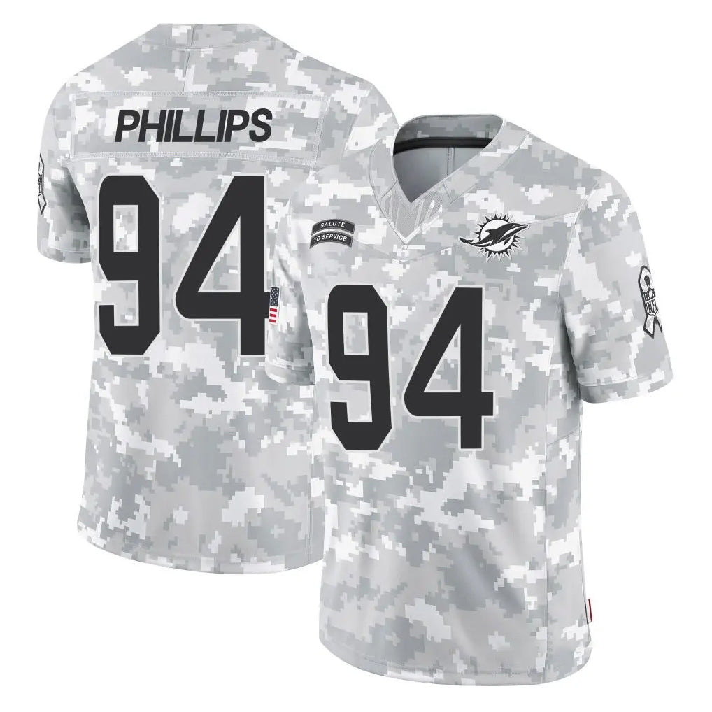 Punc M.Dolphins #94 Jordan Phillips Player Arctic Camo Salute To Service Limited Game Stitched Jerseys