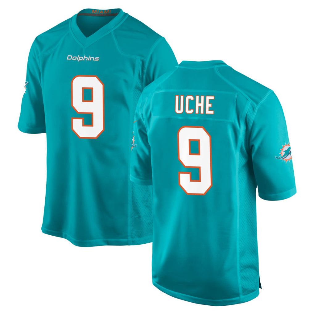 Punc M.Dolphins #9 Joshua Uche Player Aqua Home Game Stitched Jerseys