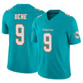 Punc M.Dolphins #9 Joshua Uche Player Aqua Limited Vapor F.U.S.E. Home Game Stitched Jerseys