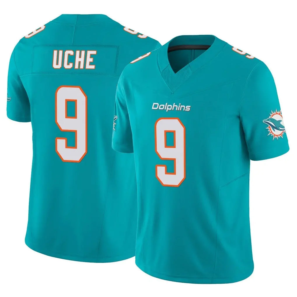 Punc M.Dolphins #9 Joshua Uche Player Aqua Limited Vapor F.U.S.E. Home Game Stitched Jerseys