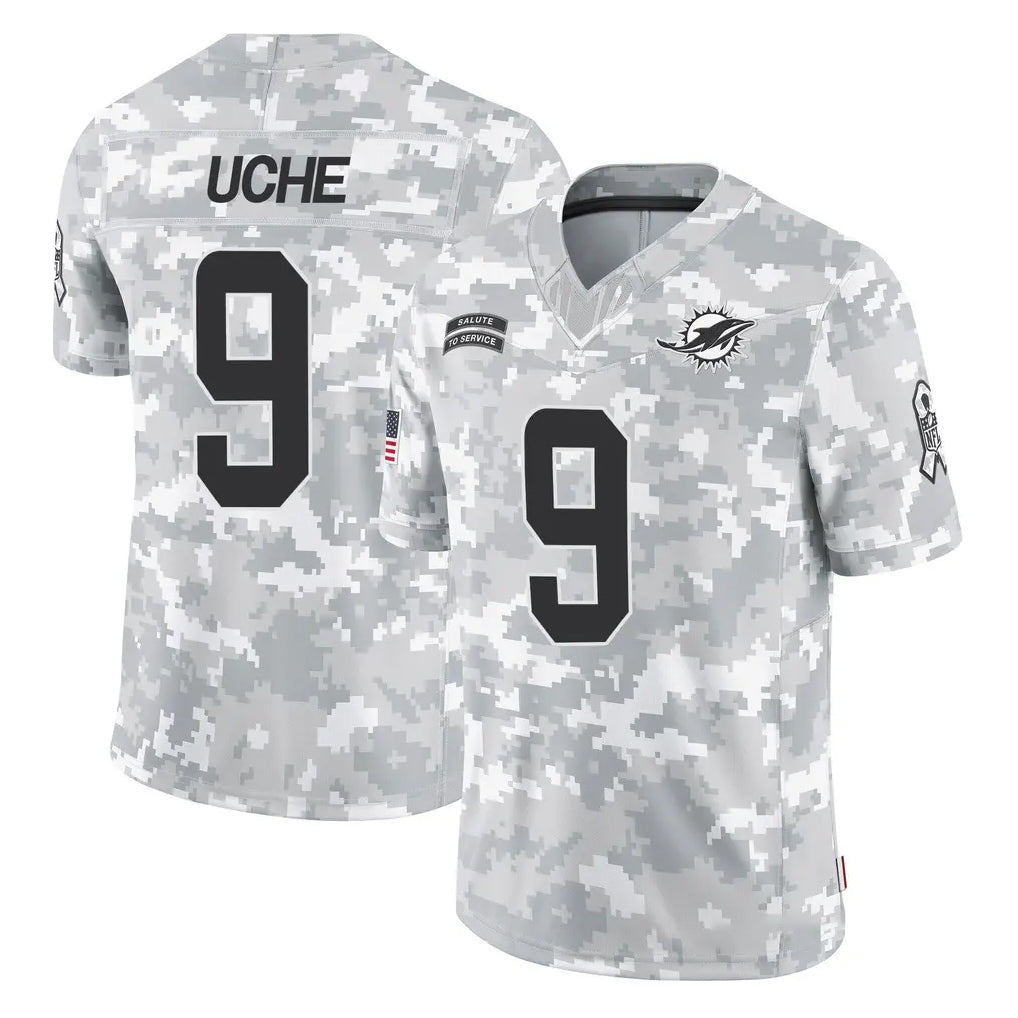 Punc M.Dolphins #9 Joshua Uche Player Arctic Camo Salute To Service Limited Game Stitched Jerseys