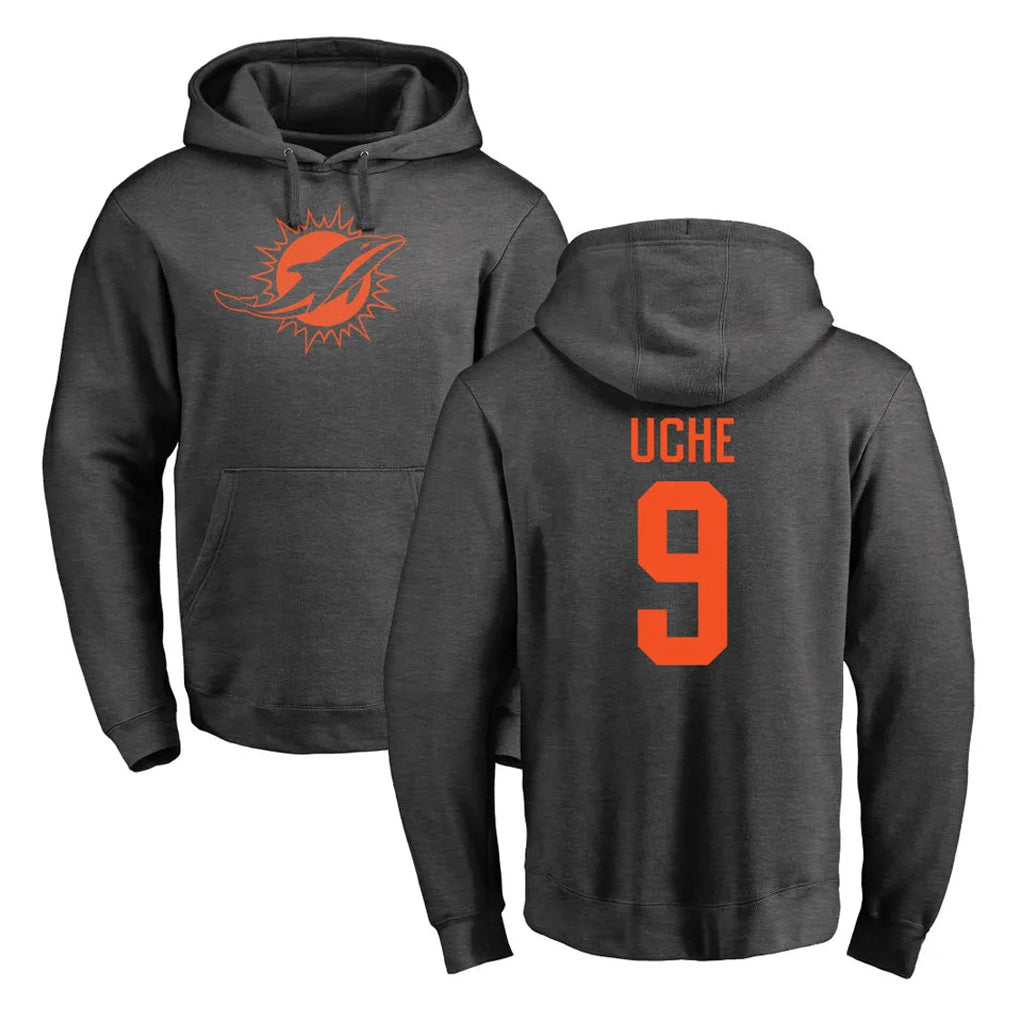 Punc M.Dolphins #9 Joshua Uche Player Darkgray Pullover Hoodies Limited Stitched Jerseys