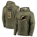 Punc M.Dolphins #9 Joshua Uche Player Olive Salute to Service Pullover Hoodies Home Game Stitched Jerseys