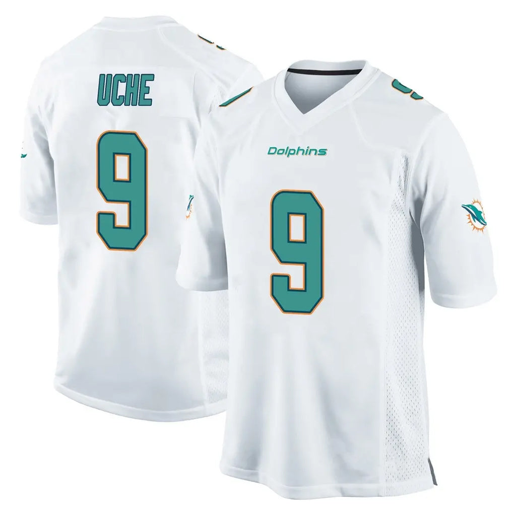 Punc M.Dolphins #9 Joshua Uche Player White Home Game Stitched Jerseys