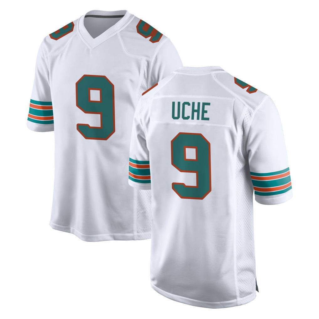 Punc M.Dolphins #9 Joshua Uche Player White Limited Home Game Stitched Jerseys