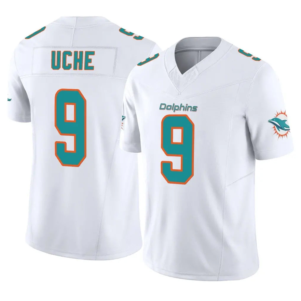 Punc M.Dolphins #9 Joshua Uche Player White Limited Vapor F.U.S.E. Home Game Stitched Jerseys