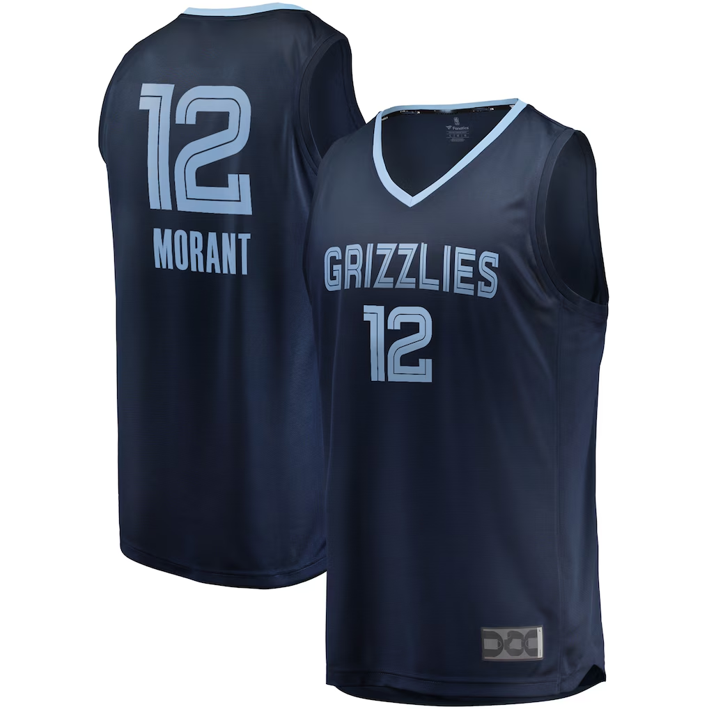 Punc M.Grizzlies #12 Ja Morant Navy Fast Break Replica Stitched Jerseys- Icon Edition
