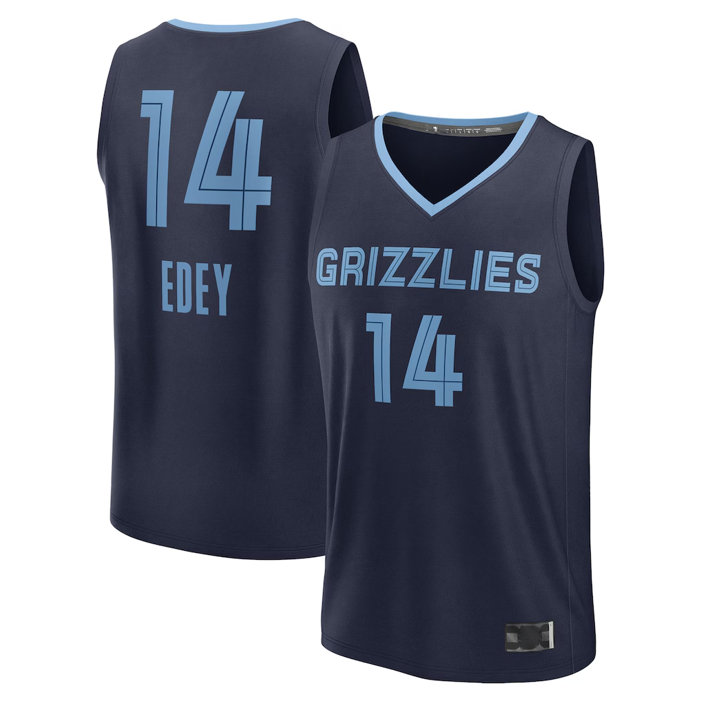 Punc M.Grizzlies #14 Zach Edey Navy Draft Fast Break Player Stitched Jerseys- Icon Edition