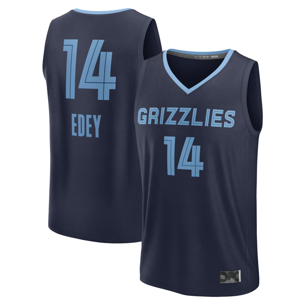 Punc M.Grizzlies #14 Zach Edey Navy Fast Break Replica Stitched Jerseys- Icon Edition