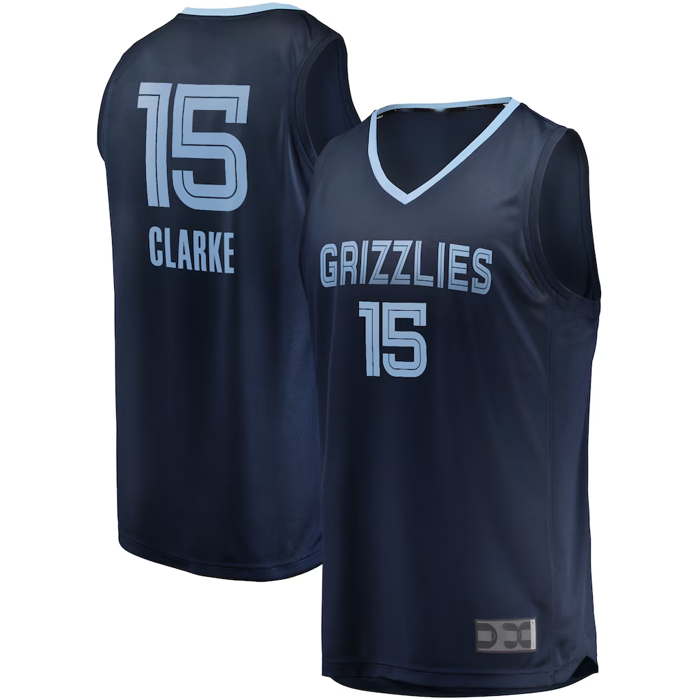 Punc M.Grizzlies #15 Brandon Clarke Navy Fast Break Replica Stitched Jerseys- Icon Edition