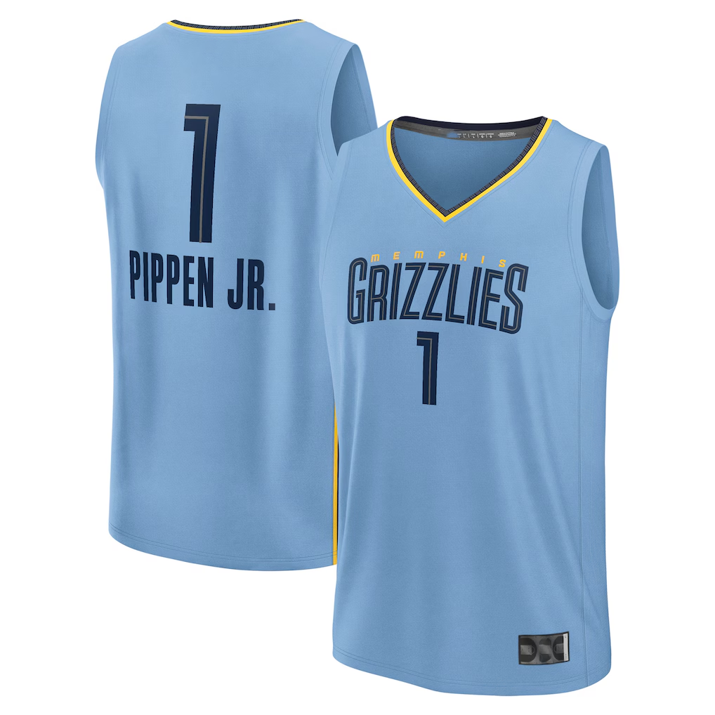 Punc M.Grizzlies #1 Scotty Pippen Jr. Light Blue Fast Break Replica Player Stitched Jerseys- Statement Edition
