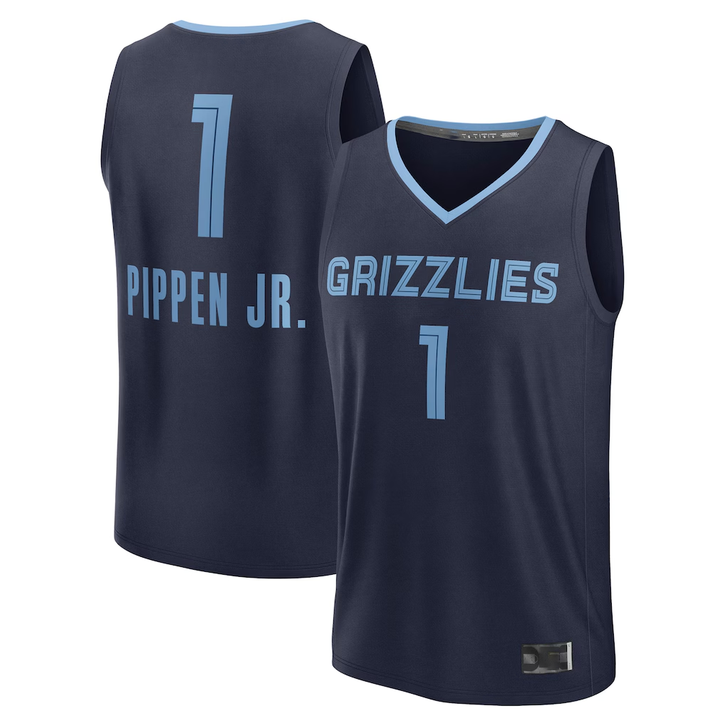 Punc M.Grizzlies #1 Scotty Pippen Jr. Navy Fast Break Replica Player Stitched Jerseys- Icon Edition