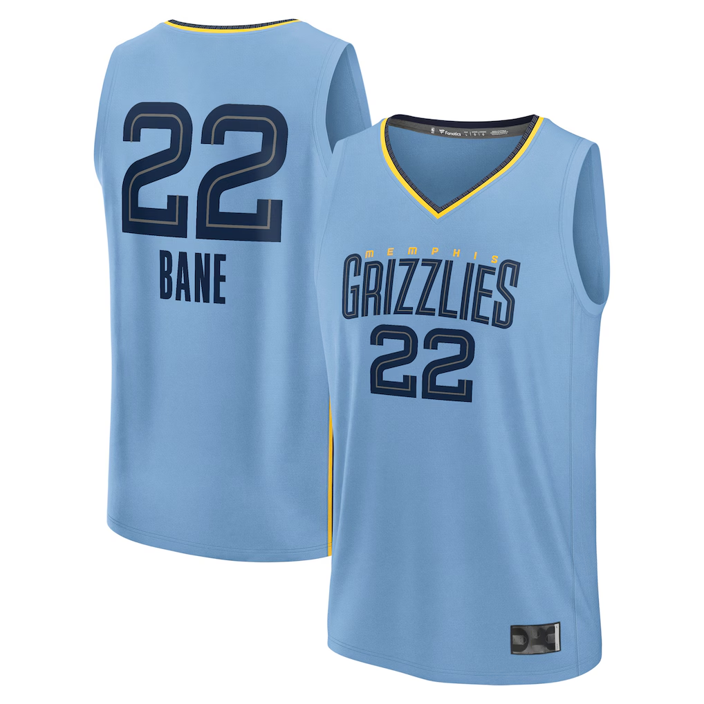 Punc M.Grizzlies #22 Desmond Bane Light Blue Fast Break Replica Player Stitched Jerseys- Statement Edition