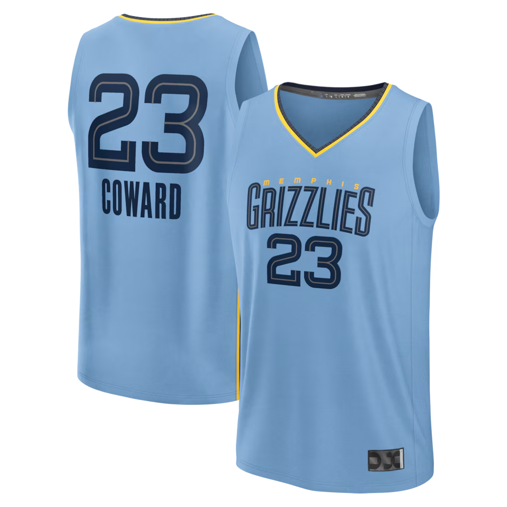 Punc M.Grizzlies #23 Cedric Coward Light Blue Fast Break Replica Player Stitched Jerseys- Statement Edition
