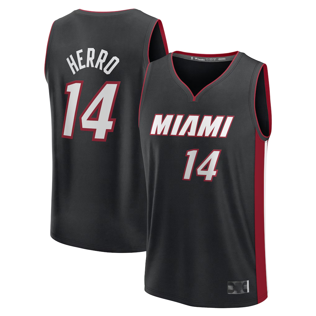 Punc M.Heat #14 Tyler Herro Black Fast Break Replica Player Jerseys - Icon Edition