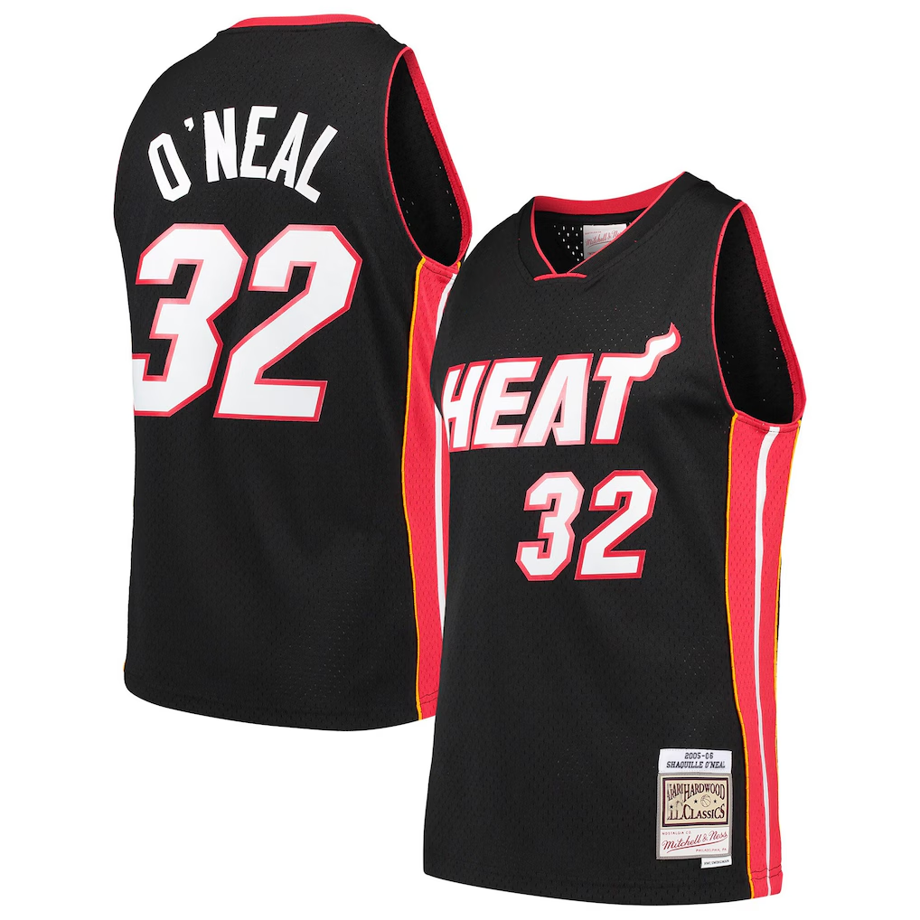 Punc M.Heat #32 Shaquille O'Neal Mitchell & Ness Black Hardwood Classics Swingman Jerseys