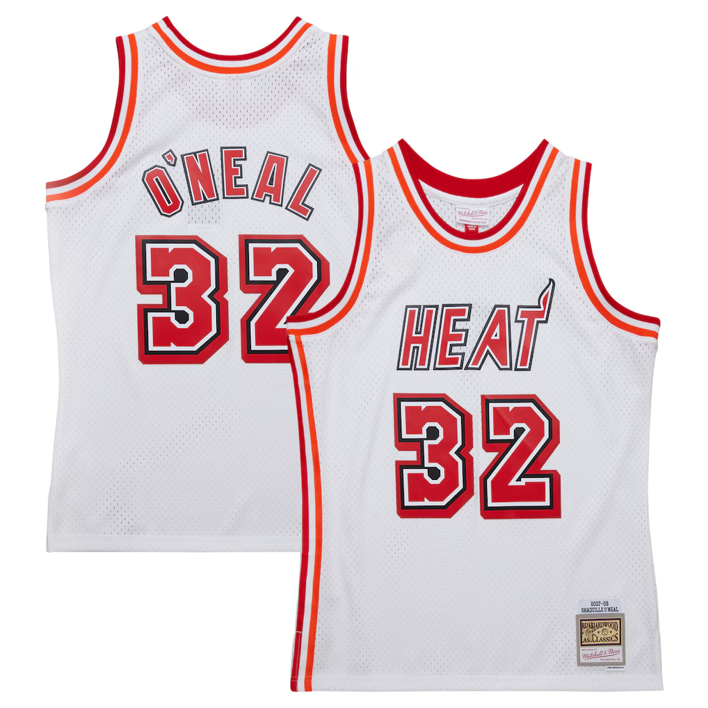 Punc M.Heat #32 Shaquille O'Neal Mitchell & Ness White 2007-2008 Hardwood Classics Swingman Jerseys