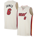 Punc M.Heat #6 LeBron James Cream Forever King Reserve Authentic Jerseys